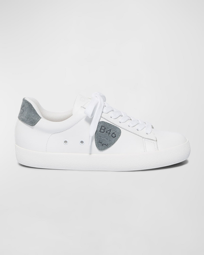 Shop Bernardo Mixed Leather Low-top Sneakers In White/storm Soft