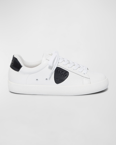 Shop Bernardo Mixed Leather Low-top Sneakers In White/black Soft
