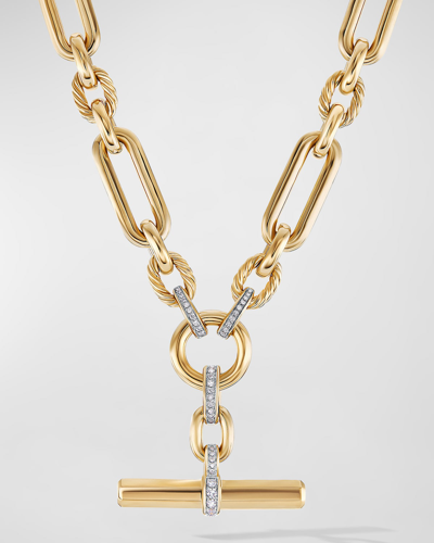 Shop David Yurman Lexington Chain Necklace With Diamonds In 18k Gold, 9.8mm, 18"l In 40 White