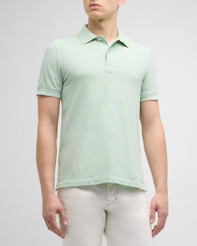 Shop Tom Ford Men's Cotton Pique Polo Shirt In Pale Mint