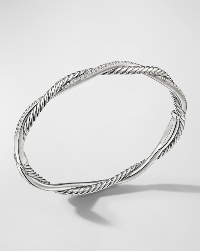 Shop David Yurman Petite Infinity Bracelet With Diamonds In Silver, 4mm
