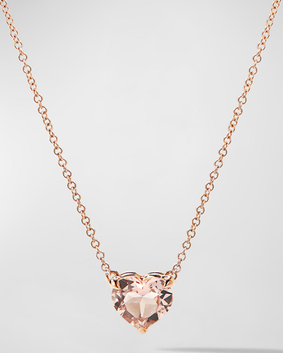Shop David Yurman Chatelaine Heart Pendant Necklace With Morganite In 18k Rose Gold, 8mm, 18"l