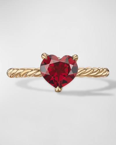 Shop David Yurman Chatelaine Heart Ring With Garnet In 18k Gold, 7mm