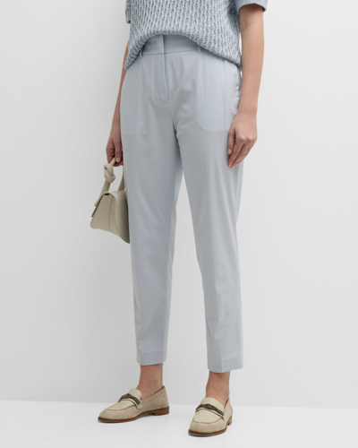 Shop Eleventy Cropped High-rise Tapered Pants In Dust