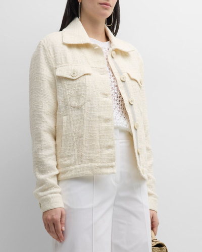 Shop Eleventy Button-down Tweed Jacket In Ivory