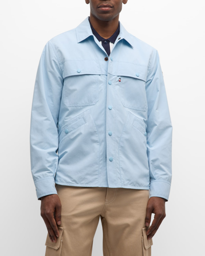 Shop Moncler Men's Nax Technical Shirt Jacket In Pastel Blue
