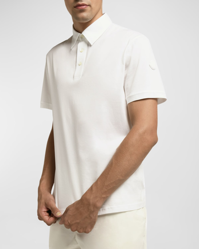 Shop Moncler Men's Soft Knit Polo Shirt In White