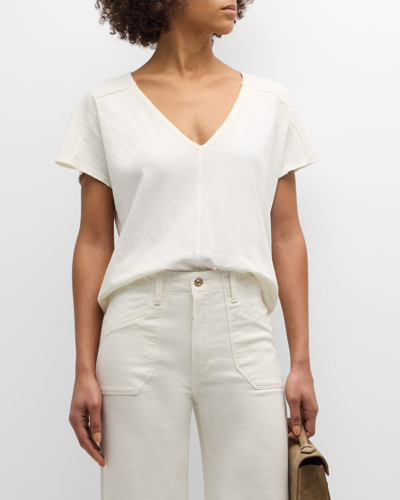 Shop Paige Yelena V-neck Tee In Off White