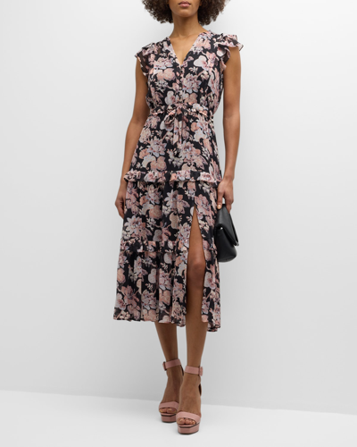 Shop Paige Rozlyn Floral Midi Dress In Black Multi