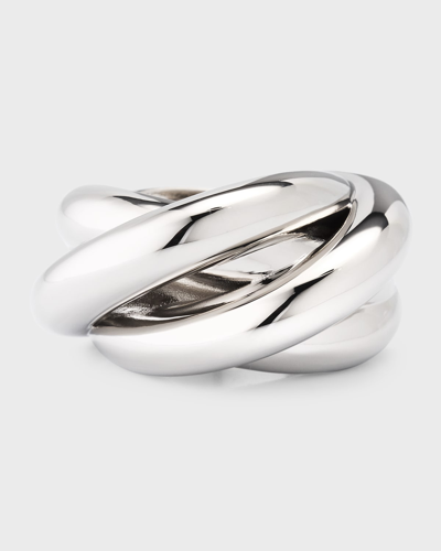 Shop Balenciaga Saturne Ring In 0926 Shiny Silver