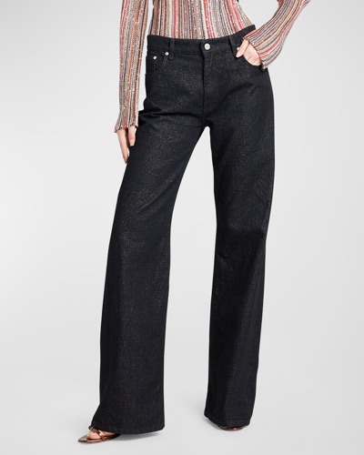 Shop Missoni Mid-rise Metallic Denim Relaxed Straight-leg Trousers In Black Beauty