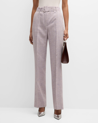 Shop Dries Van Noten Pulla Belted Straight-leg Pants In Lilac