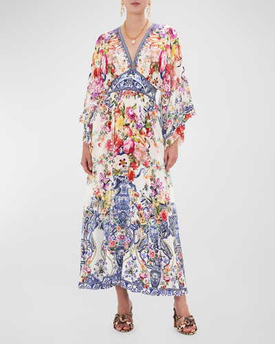 Shop Camilla Dutch Is Life Crystal Waisted Kimono-sleeve Maxi Dress