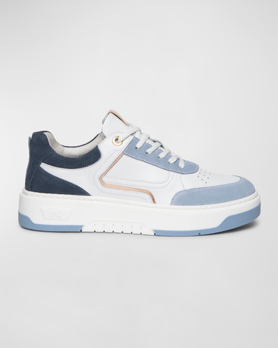 Shop Nerogiardini Colorblock Clean Retro Low-top Sneakers In Blue