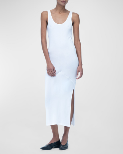 Shop Another Tomorrow Scoop-neck Slit Midi Tank Dress In White