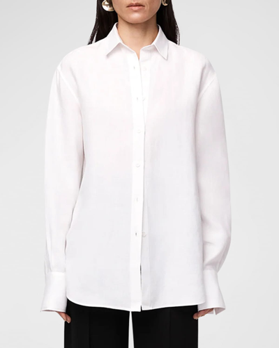 Shop Another Tomorrow Linen Oversized Mens Shirt In White