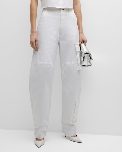 Shop Darkpark Rose Bow-leg Cargo Pants In White