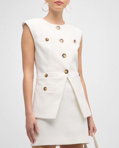Veronica Beard Tamara Sleeveless Waistcoat In White