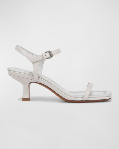 Shop Vince Coco Leather Kitten-heel Sandals In Horchata White Le