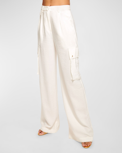 Shop Ramy Brook Emil Wide-leg Relaxed Cargo Pants In Ivory
