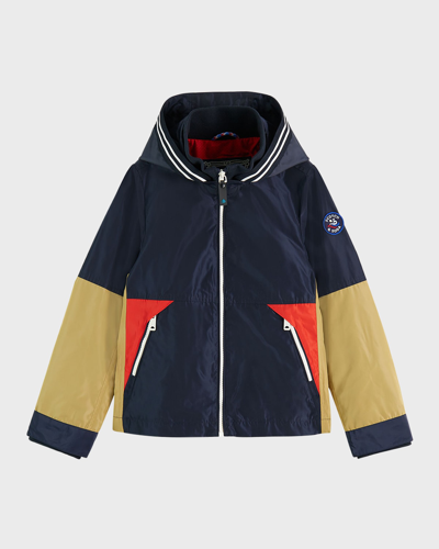 Shop Scotch & Soda Boy's Water-repellent Jacket With Hood In Night