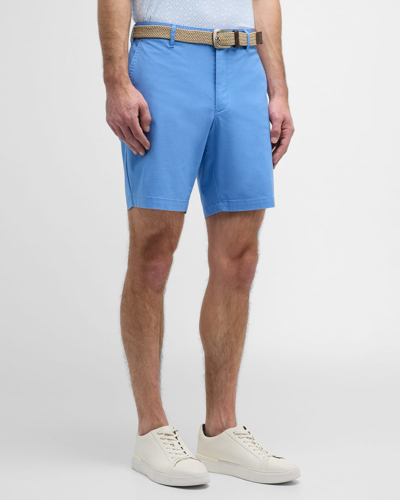 Shop Peter Millar Men's Crown Comfort Flat-front Shorts In Maritime