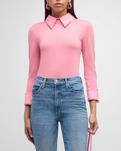 Shop Alice And Olivia Porla Collared Sweater In Cherry Blossom