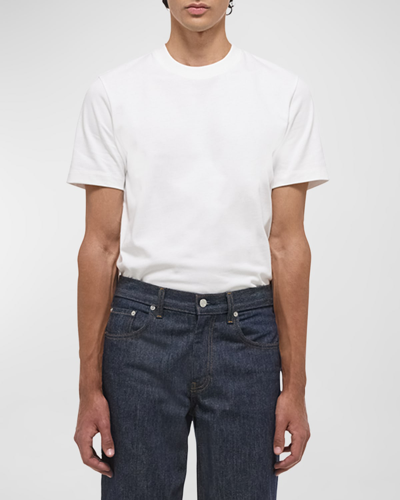 Shop Helmut Lang Men's Logo-back Short-sleeve Heavy Cotton T-shirt In White