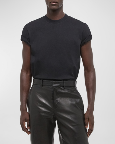 Shop Helmut Lang Men's Logo-back Short-sleeve Heavy Cotton T-shirt In Black