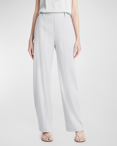 Shop Vince High-waist Pull-on Linen-blend Trousers In Lunar Dust