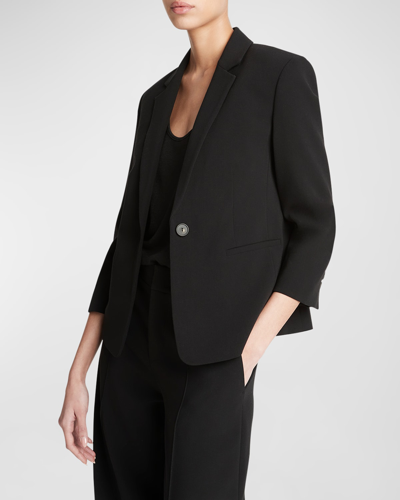 Shop Vince Shrunken Bracelet-sleeve Blazer In Black