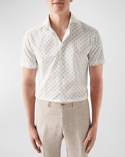 Shop Eton Men's Contemporary Fit Drink Print Short-sleeve Shirt In Natural