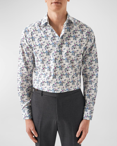 Shop Eton Men's Slim Fit Floral-print Shirt In Blue