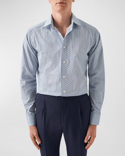 Shop Eton Men's Contemporary Fit Geometric Print Shirt In Blue