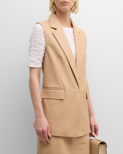 Shop Kobi Halperin Diana Notched-collar Leather Vest In Taupe