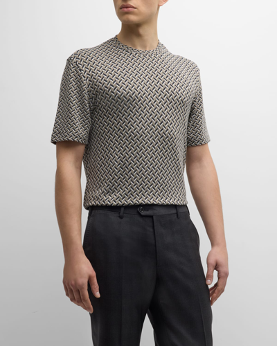 Shop Giorgio Armani Men's Geometric Stretch T-shirt In Multi