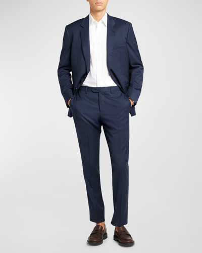 Shop Loro Piana Men's Modern-fit Wool Herringbone Suit In Blue Pattern
