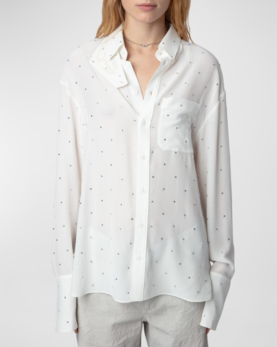 Shop Zadig & Voltaire Tyrone Embellished Button-front Shirt In Judo