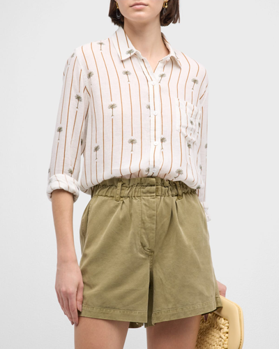 Shop Rails Charli Striped Palm Button-front Shirt In Stripe Palms