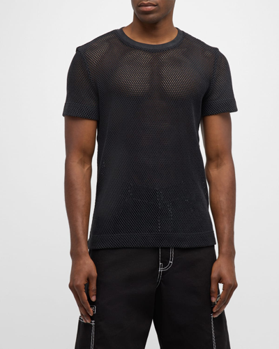 Shop Givenchy Men's Washed Mesh T-shirt In Black