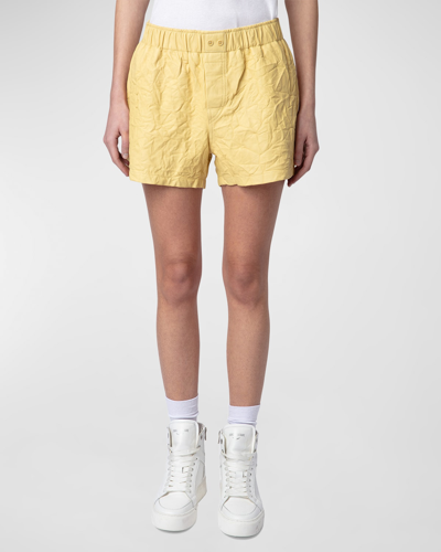 Shop Zadig & Voltaire Pax Crinkled Leather Shorts In Shea
