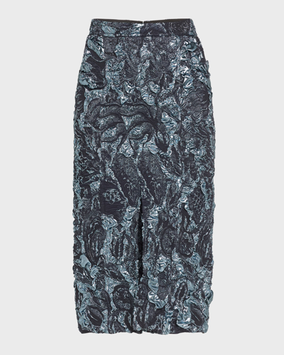 Shop Jason Wu Collection Metallic Marine Jacquard Midi Skirt In Navy Multi
