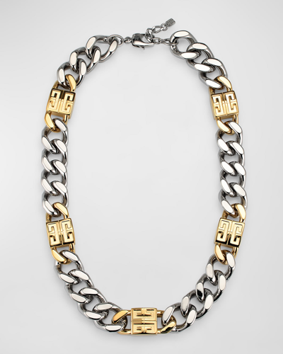 Shop Givenchy Men's Two-tone 4g Large Chain Necklace In Golden Silvery