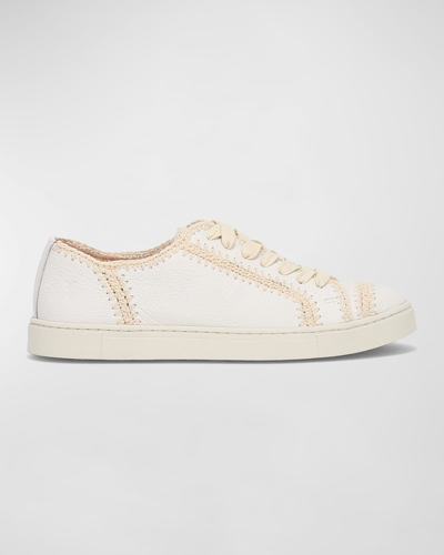 Shop Frye Ivy Crochet Suede Low-top Sneakers In White