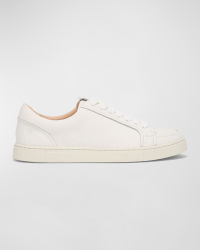 Shop Frye Ivy Mixed Leather Low-top Sneakers In White