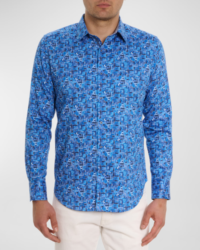 Shop Robert Graham Men's Seas The Day Cotton-stretch Sport Shirt In Blue