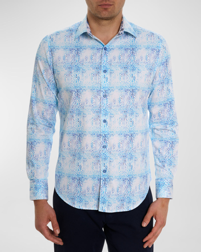 Shop Robert Graham Men's Dreamweaver Cotton-stretch Sport Shirt In Teal