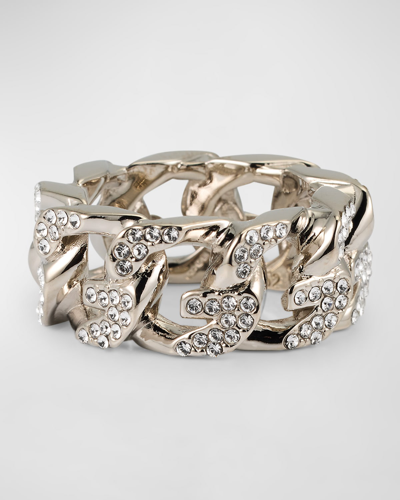 Shop Givenchy G-chain Crystal Ring In Silvery