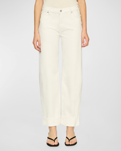 Shop Dl1961 Thea Boyfriend Relaxed Tapered Jeans In White Cuffed
