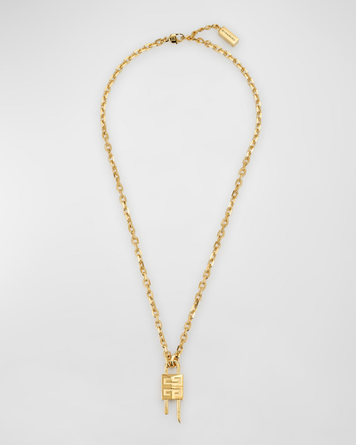 Shop Givenchy Golden 4g Mini Lock Necklace In Golden Yellow